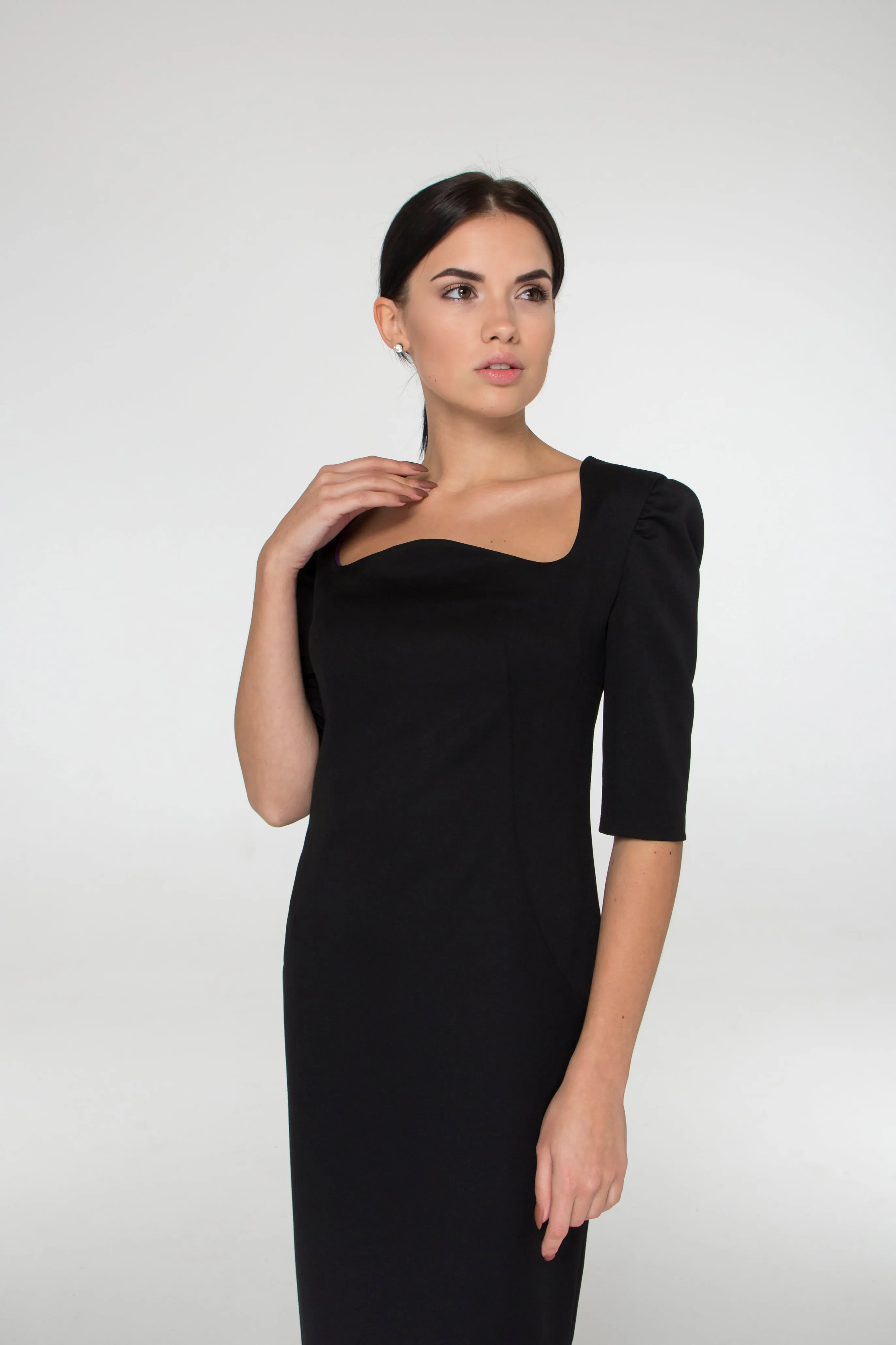 Black midi pencil dress