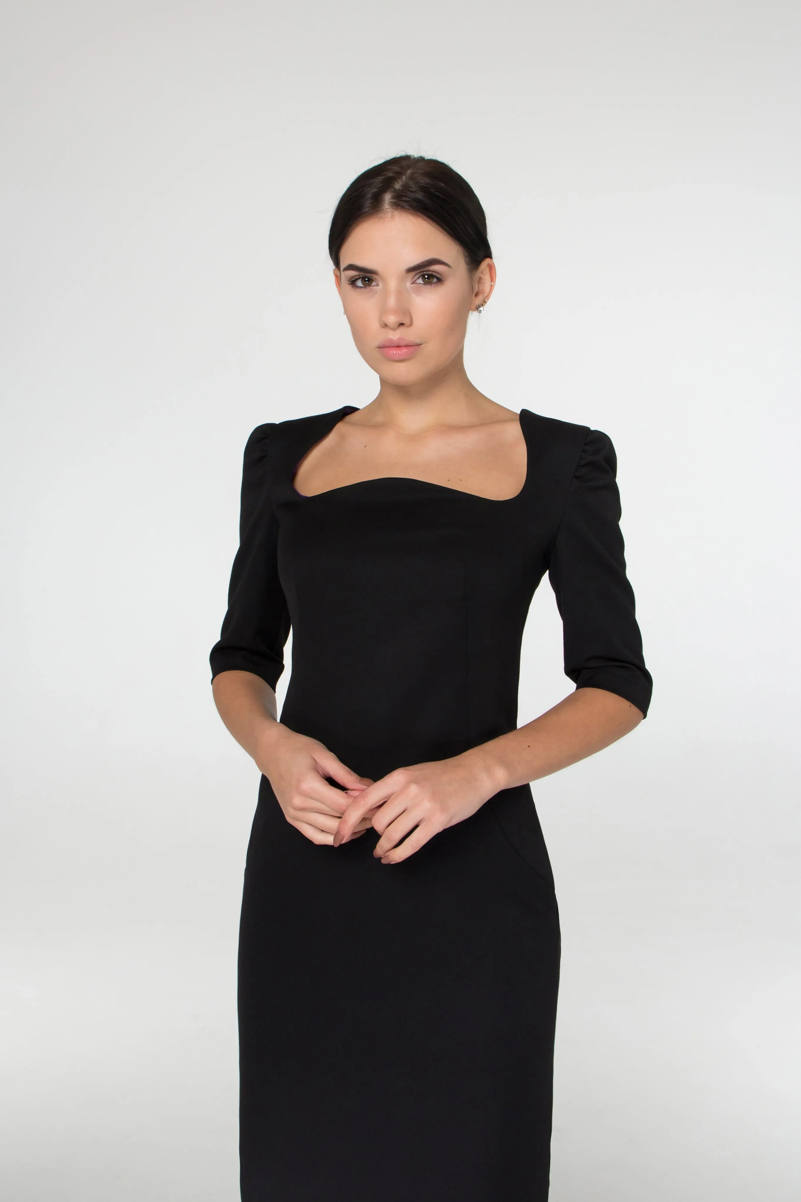 Black midi pencil dress