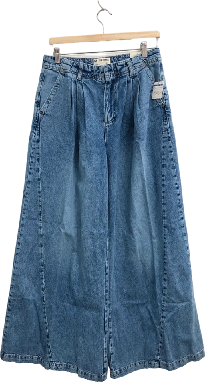 Free People Blue Denim Equinox Wide Leg Jeans  W28"