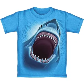 Great White Shark Turquoise Heathered Youth Tee Shirt (Kids Small