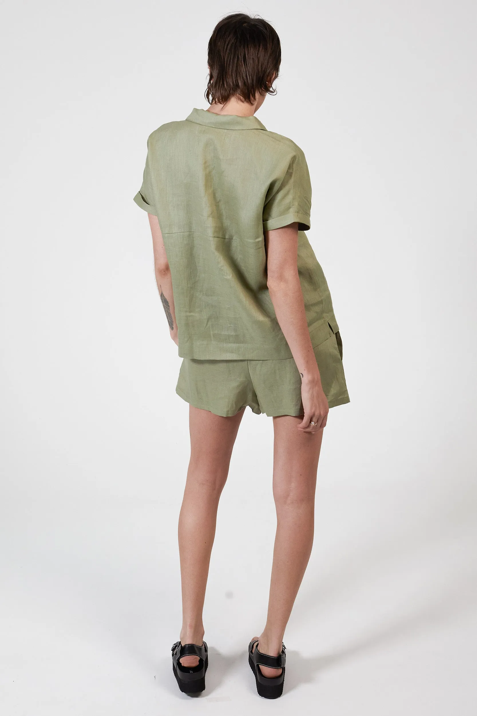 JUDE S/S LINEN SHIRT - SAGE