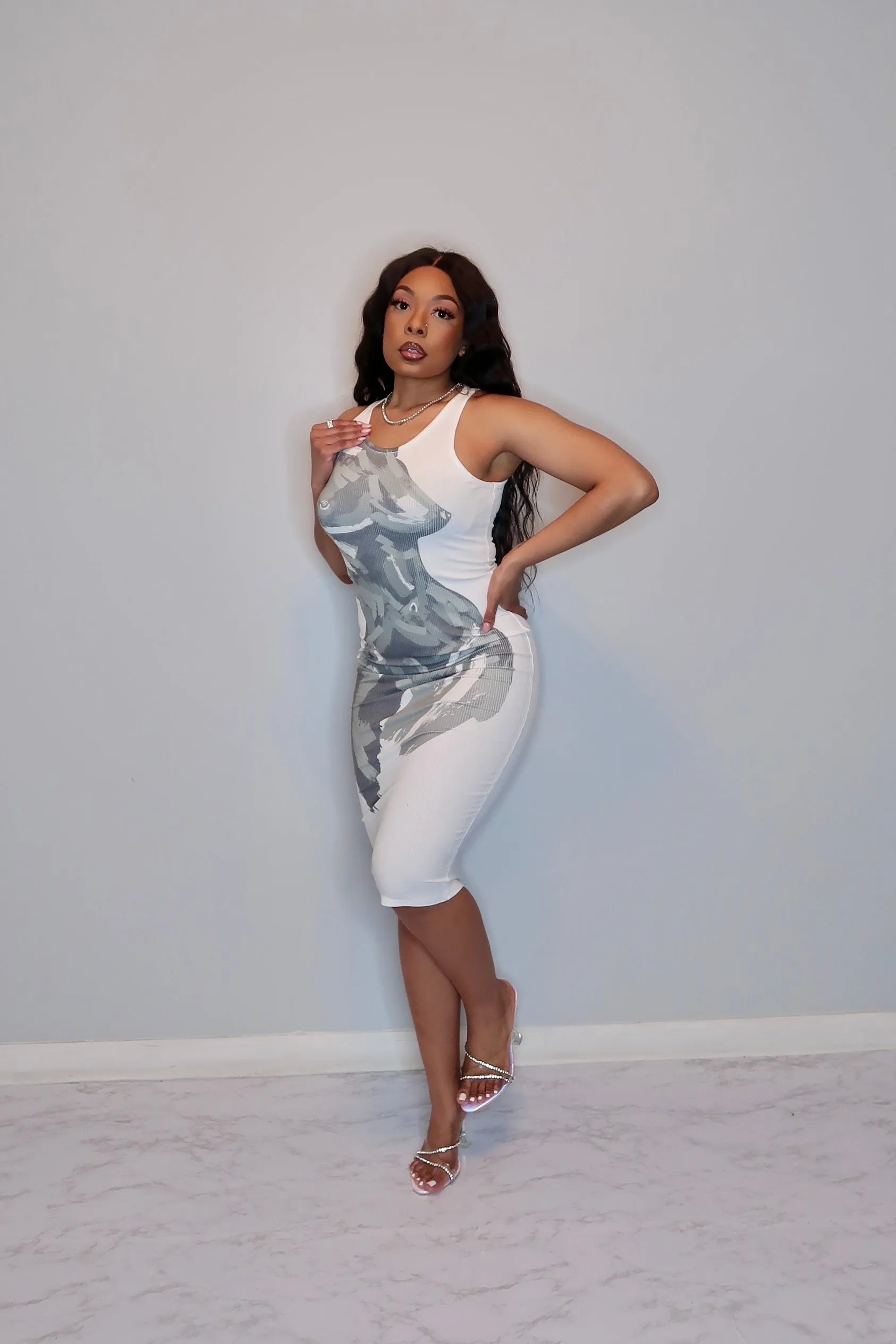 Masterpiece Midi Dress- White