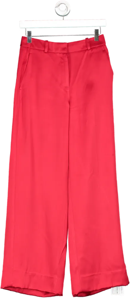 REISS Red Iris Atelier Satin Wide Leg Trousers UK 6